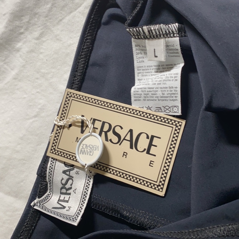 Versace Mare Black body con dress vintage NWT Medusa L - Picture 9 of 11